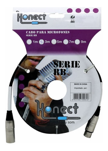 CABO DE MICROFONE XLR/XLR 3 METROS RB KONECT