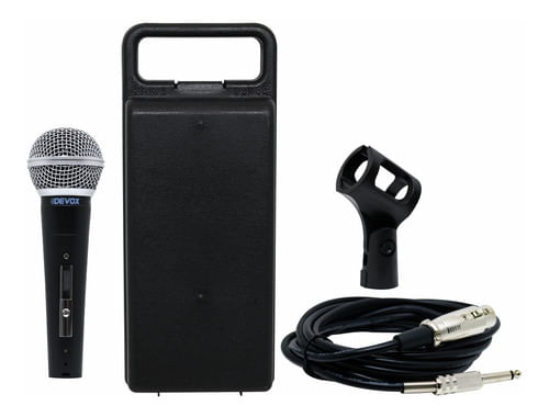 MICROFONE COM FIO DE MAO TIPO SM58 COM CABO E MALETA DX58 DEVOX