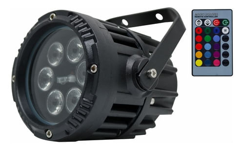 REFLETOR LED 6 LEDS 3W RGB TRI LED A PROVA DGUA IP65 COM CONTROLE REMOTO AH2093 AHLIGHTS