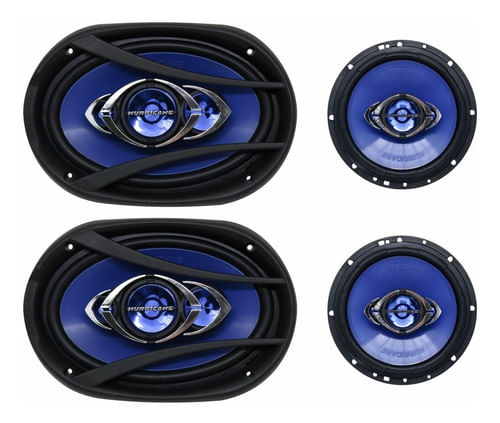 KIT ALTO FALANTE PAR 6 POLEGADAS 130W + PAR 6X9 POLEGADAS 180W QUADRIAXIAL KIT PRATICO HURRICANE