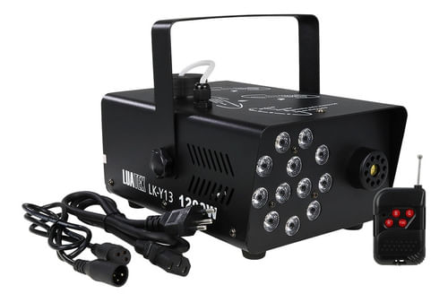 MAQUINA DE FUMAÇA 1200W 127V COM LED RGB CONTROLE SEM FIO Y13 LUA TEK