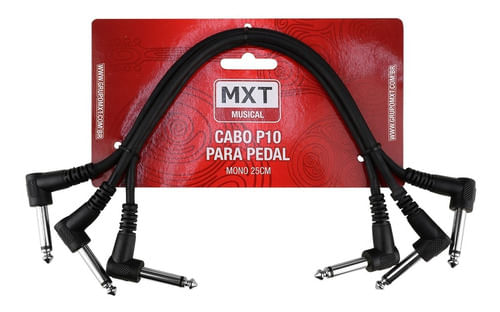 KIT 3 CABOS PARA PEDAL MONO P10 L X P10 L PRETO 25 CM 8171 MXT