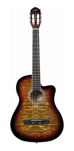 VIOLAO 6 CORDAS NYLON ELETRICO CUTAWAY SUNBURST VCE226NC YS VOGGA