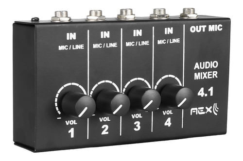 MINI MESA DE SOM 4 CANAIS AUDIO MIXER 4.1 AEX