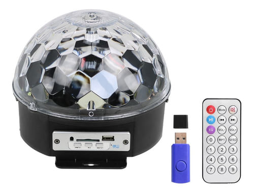 MEIA BOLA DE LED CRISTAL RGBWA COM MP3 BIVOLT LK306B LUA TEK