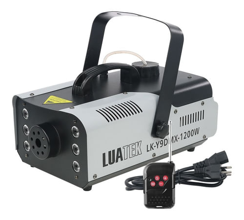MAQUINA DE FUMAÇA 1200W 220V COM LED RGB DMX CONTROLE SEM FIO LKY9DMX LUA TEK