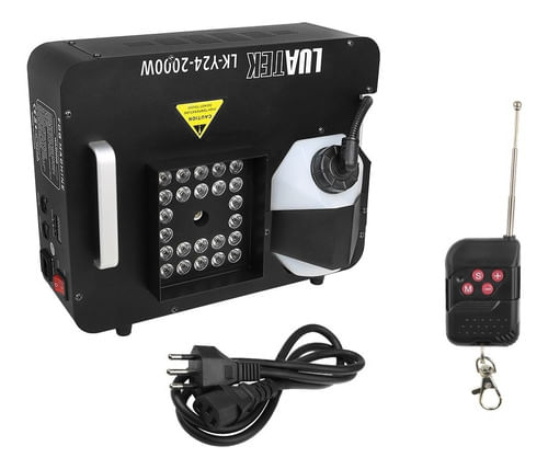 MAQUINA DE FUMAÇA 2000W 220V BICO PARA CIMA 24 LEDS 3W RGB TRI LED DMX 2000W LK-Y24 LUA TEK