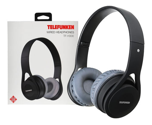 FONE DE OUVIDO OVER EAR COM FIO DOBRAVEL PRETO H300 TELEFUNKEN