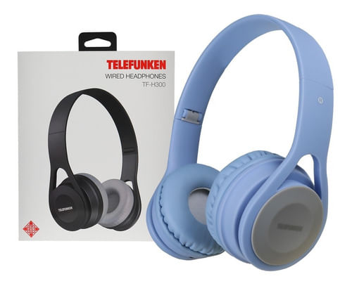 FONE DE OUVIDO OVER EAR COM FIO DOBRAVEL AZUL CLARO H300 BLUE TELEFUNKEN