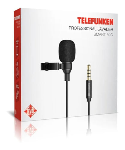 MICROFONE COM FIO LAPELA P2 PARA CAMERA CELULAR SMART MIC TELEFUNKEN