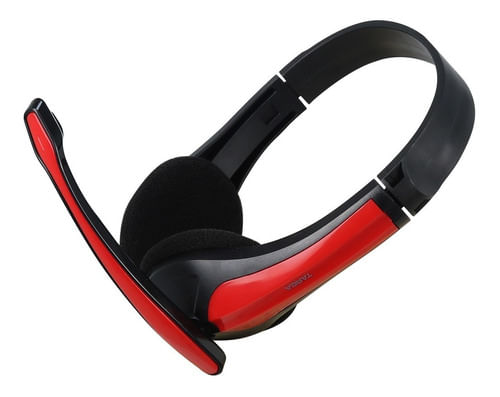 FONE DE OUVIDO HEADSET COM MICROFONE PRETO E VERMELHO PH250 TARGA