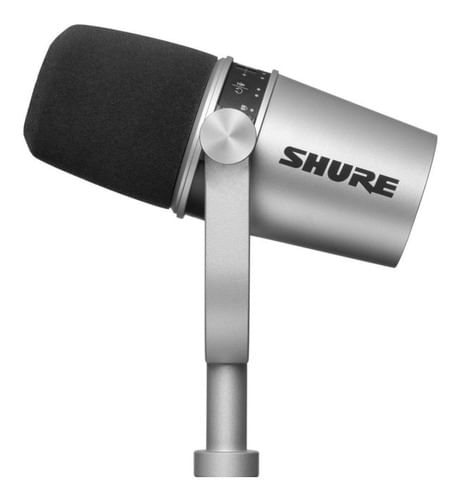 MICROFONE COM FIO HIBRIDO USB/XLR HOME STUDIO PROFISSIONAL MV7-S PRATA SHURE