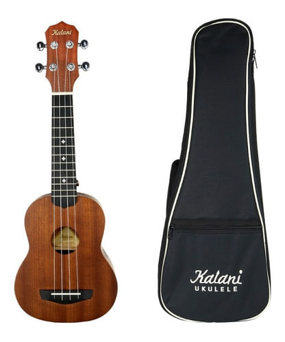 UKULELE SOPRANO ACUSTICO NYLON TABACO 21 TRIBES SAPELE COM CAPA  KAL200ST KALANI