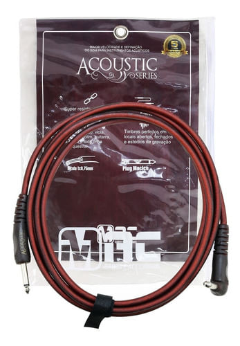 CABO DE INSTRUMENTO MONO P10 MACHO X P10 MACHO CACHIMBO 4,57M VINHO AS15LB ACOUSTIC SERIES MAC CABOS