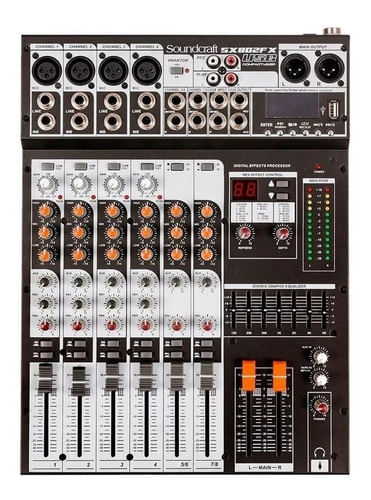 MESA DE SOM 8 CANAIS USB SX802FX USB SOUNDCRAFT