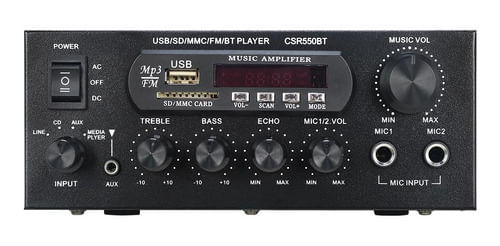 AMPLIFICADOR DE POTENCIA PARA SOM AMBIENTE 2 CANAIS BIVOLT 550BT CSR