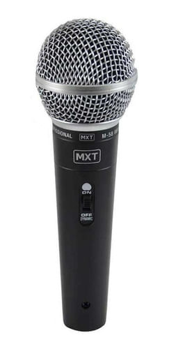 MICROFONE DE MAO COM FIO DINAMICO METAL PROFISSIONAL CABO 3M PRETO M-58 MXT