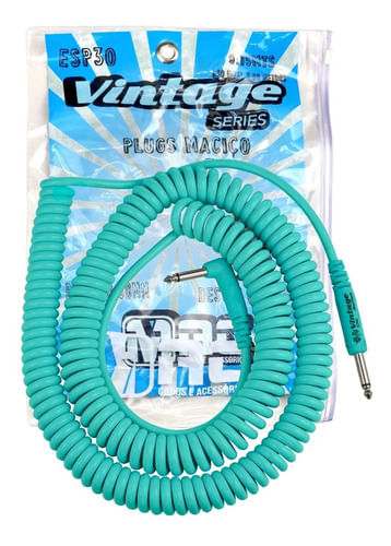 CABO ESPIRAL MONO P10 X P10 CACHIMBO 9,15M VERDE CLARO PASTEL ESP30LVEC VINTAGE MAC CABOS