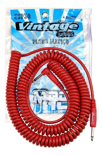 CABO ESPIRAL MONO P10 X P10 CACHIMBO 9,15M VERMELHO ESP30LVM VINTAGE MAC CABOS