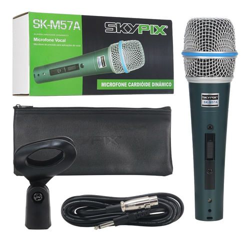 MICROFONE COM FIO DE MAO CARDIOIDE DINAMICO SK-M57A SKYPIX