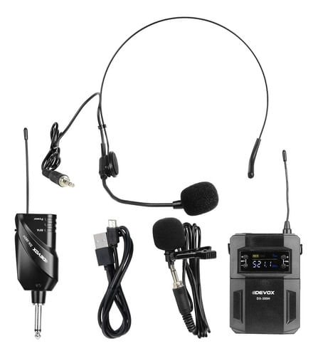 MICROFONE SEM FIO LAPELA HEADSET COM MINI RECEPTOR DX-380H DEVOX