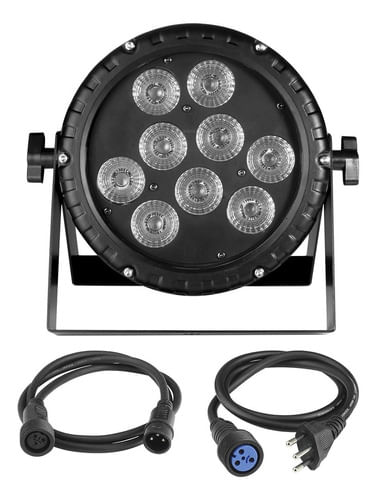 REFLETOR LED PAR 64 SLIM 9 LEDS 18W RGBWA + UV PROVA DGUA IP65 SK-QA0918 SKYPIX