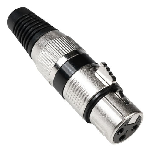 CONECTOR XLR CANON FEMEA 3 PINOS NIQUELADO LU-71209 LUMINOS