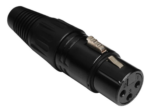 CONECTOR XLR CANON FEMEA 3 PINOS PRETO LU-71215BK LUMINOS