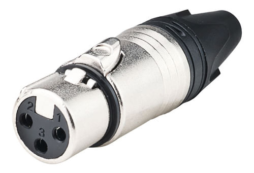 CONECTOR XLR CANON FEMEA 3 PINOS NIQUELADO TIPO NEUTRIK LU-71221 LUMINOS