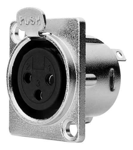 CONECTOR XLR CANON FEMEA 3 PINOS PAINEL NIQUELADO LU-71285 LUMINOS