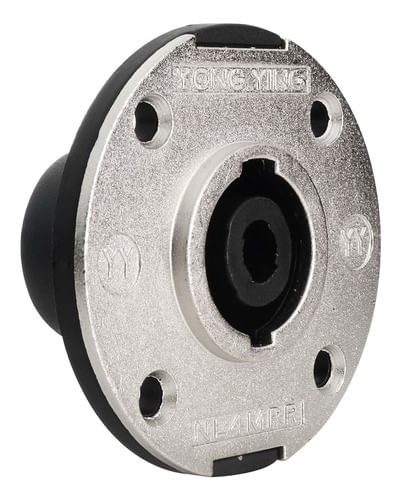 CONECTOR SPEAKON FEMEA 4 VIAS PAINEL REDONDO COM PAINEL METALICO LU-71378 LUMINOS