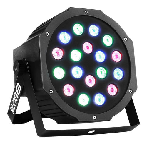 REFLETOR LED PAR 18 LEDS 1W RGB SLIM PAR 18 LUMINOS