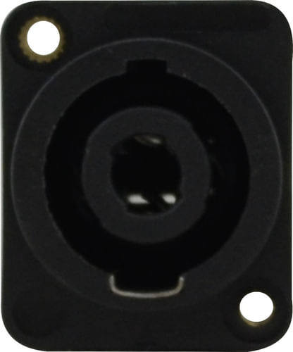 CONECTOR SPEAKON FEMEA 4V QUADRADO PAINEL COM TRAVA PEQUENA METALICA 18156 TBLACK