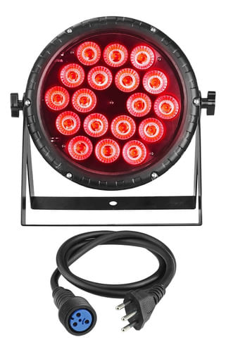 REFLETOR DE LED PAR 64 18 LEDS 20W RGBWA + UV SLIM METALICO SK-1820 SKYPIX