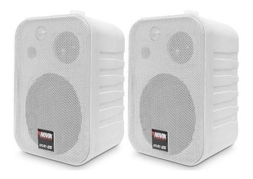KIT 2 CAIXA DE SOM AMBIENTE PASSIVA 4 POLEGADAS 50W BRANCA NVK 25B NOVIK