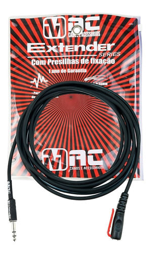 CABO EXTENSOR STEREO P10 MACHO X P2 FEMEA PARA FONE COM CLIPE 3,05M EX10B EXTENDER SERIES MAC CABOS