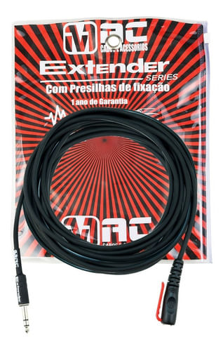 CABO EXTENSOR STEREO P10 MACHO X P2 FEMEA PARA FONE COM CLIPE 9,15M EX30B EXTENDER SERIES MAC CABOS
