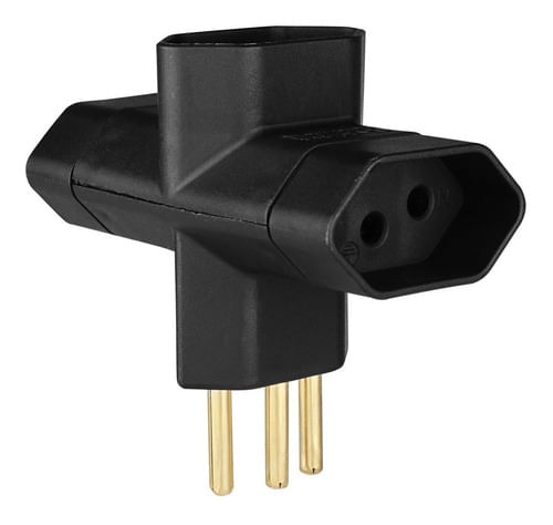 PINO T PARA TOMADA 3 SAIDAS 2P+T 10A PRETO ADP2-34 MARGIRIUS