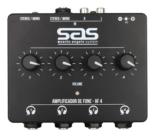 AMPLIFICADOR DE FONE 4 CANAIS AF4 PRETO SANTO ANGELO