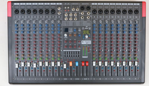 MESA DE SOM 16 CANAIS 6 AUX USB BLUETOOTH BIVOLT MP16.6 K-AUDIO