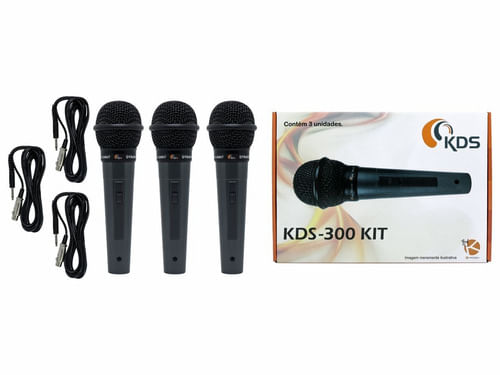 KIT 3 MICROFONES COM FIO KDS 300 KIT KADOSH