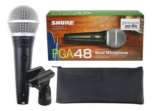 MICROFONE DE FIO E MAO DINAMICO PROFISSIONAL VOCAL PGA48-LC SHURE