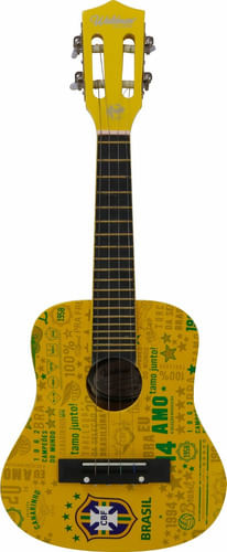 CAVAQUINHO ACUSTICO 4 CORDAS AÇO SELECAO BRASILEIRA AMARELO CVU-1 CBF WALDMAN