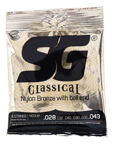 CORDA DE NYLON E BRONZE 65/35 PRATA TENSAO MEDIA COM BOLINHA PARA VIOLAO SAO GONCALO