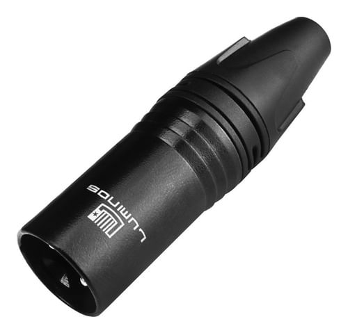 CONECTOR XLR CANON MACHO 3 PINOS PRETO TIPO NEUTRIK LU-71226BK LUMINOS