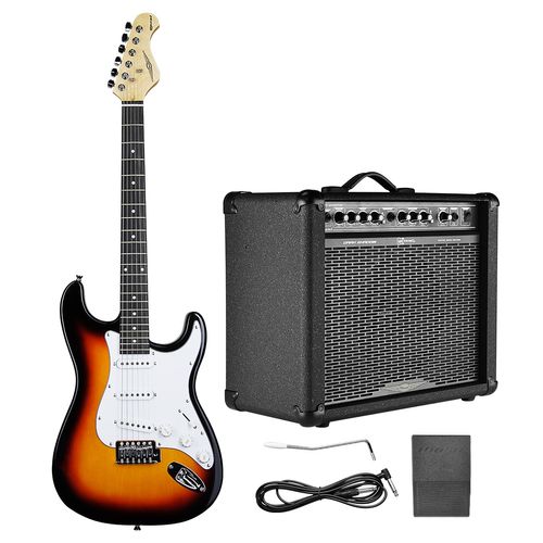 KIT CUBO AMPLIFICADOR 10 POLEGADAS 60W OCG200DS COM GUITARRA STRATOCASTER SUNBURST E PEDAL 200DSCR O
