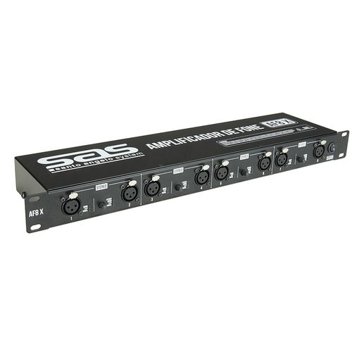 AMPLIFICADOR DE FONE 8 CANAIS XLR AF8X PRETO SAS