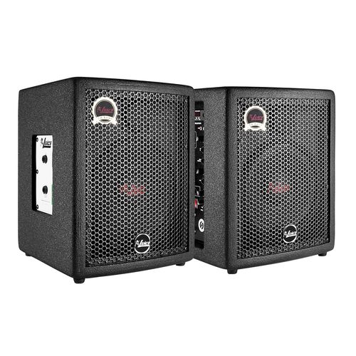 KIT 2 CAIXA DE SOM 8 POLEGADAS 150W ATIVA E PASSIVA COM CABO BLUETOOTH BIVOLT FIT 140APC PRETA LEACS