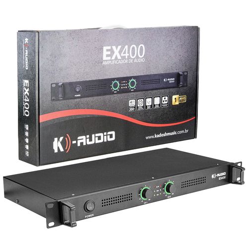 AMPLIFICADOR DE POTENCIA 400W RMS 2 CANAIS BIVOLT EX400 KAUDIO