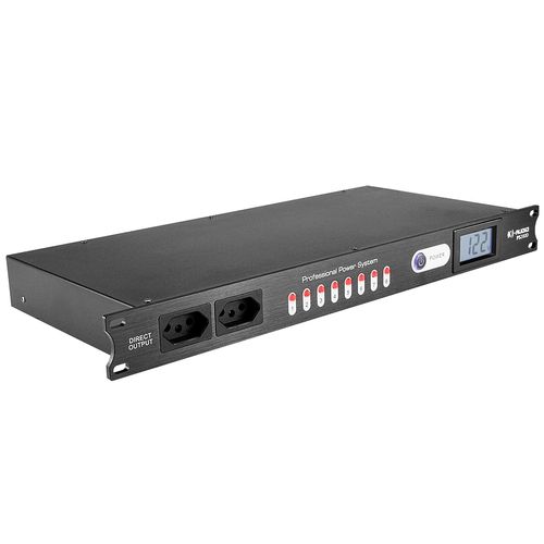REGUA DE TOMADA PERIFERICO RACK 19 COM DISPLAY 8 + 2 TOMADAS SEQUENCIAL PS200D KAUDIO